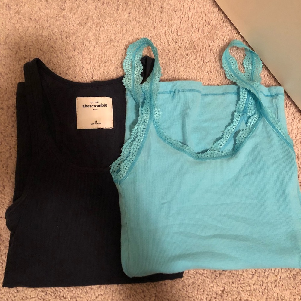 Abercrombie tanks navy and light blue w lace